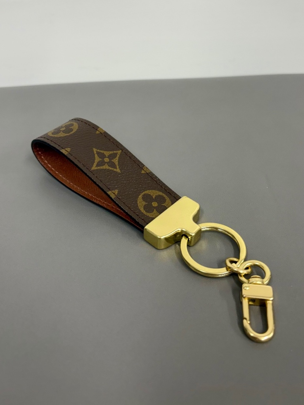 LV Canvas, Leather, Brass Keychain